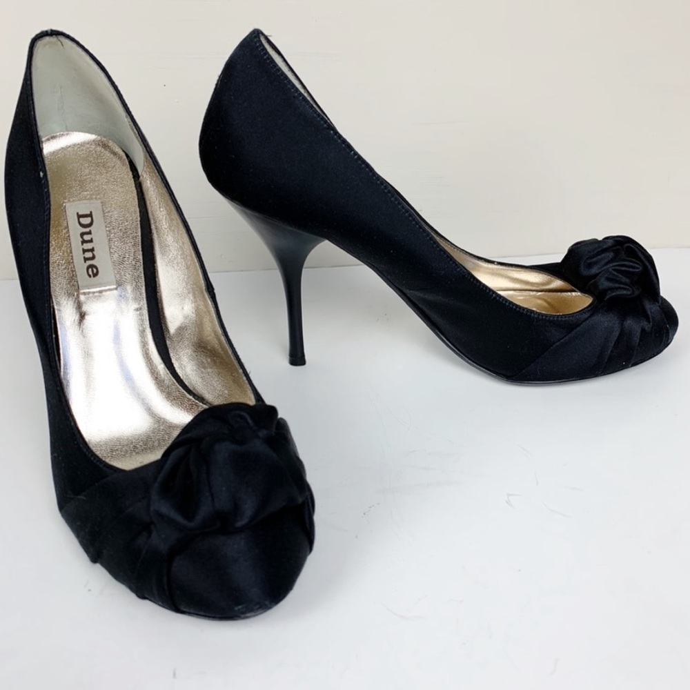 Dune Black Satin Dress Heels 6.5  C29 g3